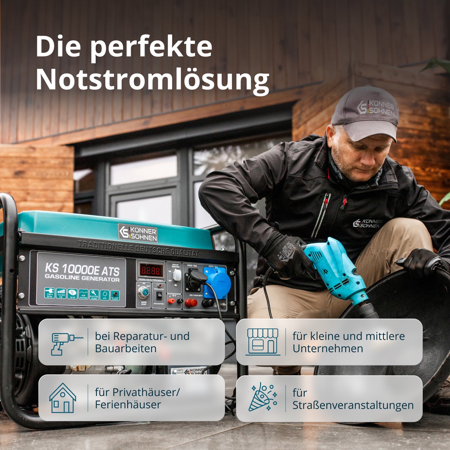 Bensiinikäyttöinen generaattori 'Könner & Söhnen' KS 10000E ATS