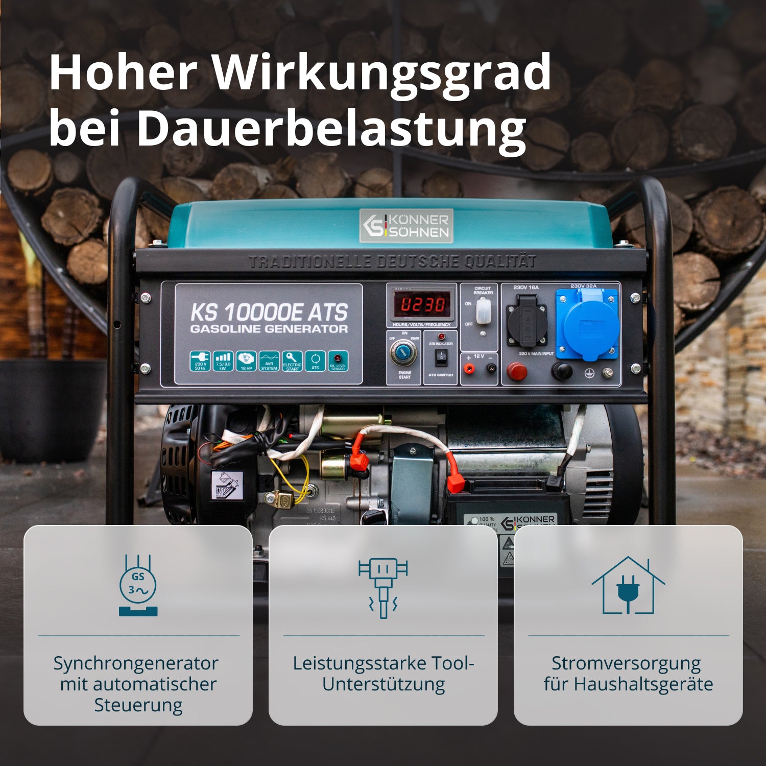 Bensiinikäyttöinen generaattori 'Könner & Söhnen' KS 10000E ATS