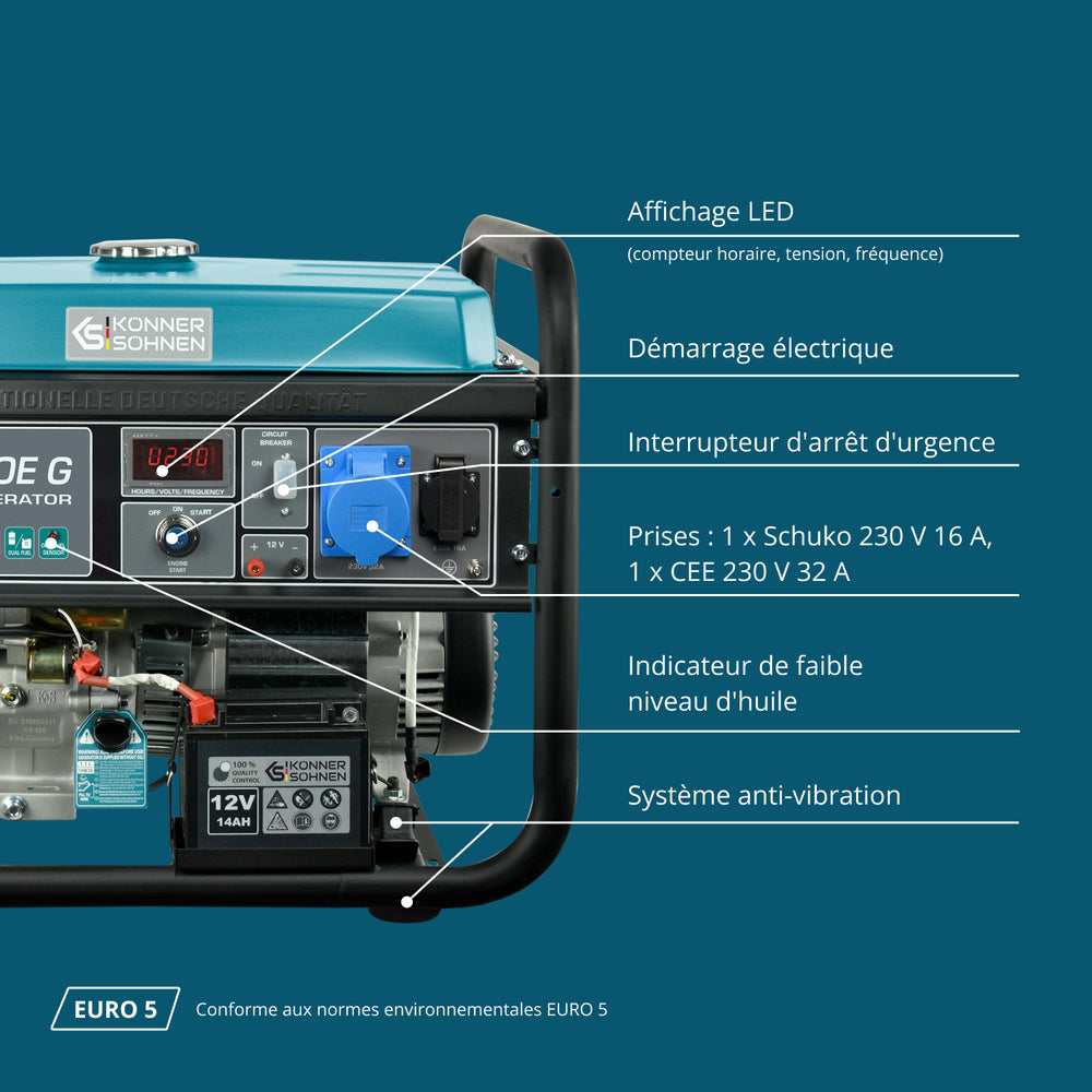 Groupe électrogène à essence/gaz "Könner & Söhnen" KS 10000E G