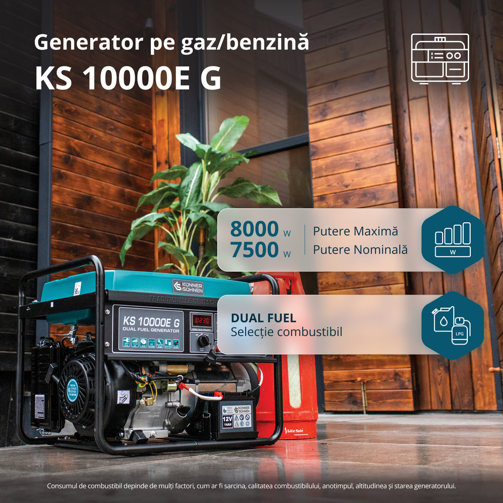 Generator GPL/Benzină „Könner & Söhnen” KS 10000E G