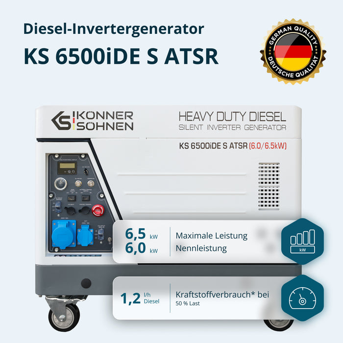 Diesel Inverter Generator i Lyddæmpet Kabinet KS 6500iDE S ATSR