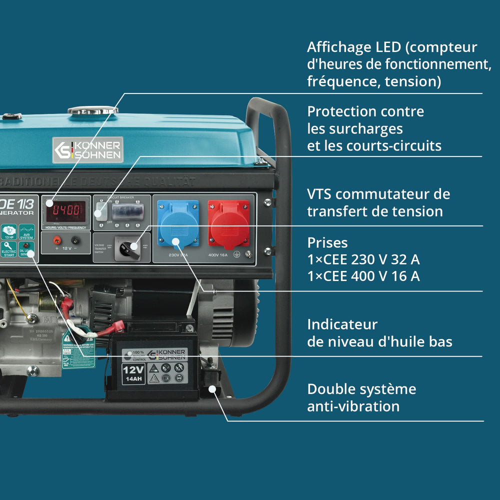 Groupe électrogène à essence "Könner & Söhnen" KS 7000E 1/3