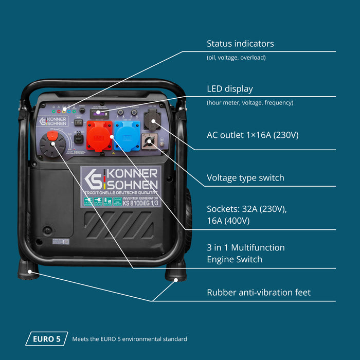 LPG/бензинов инверторен генератор KS 8100iEG 1/3