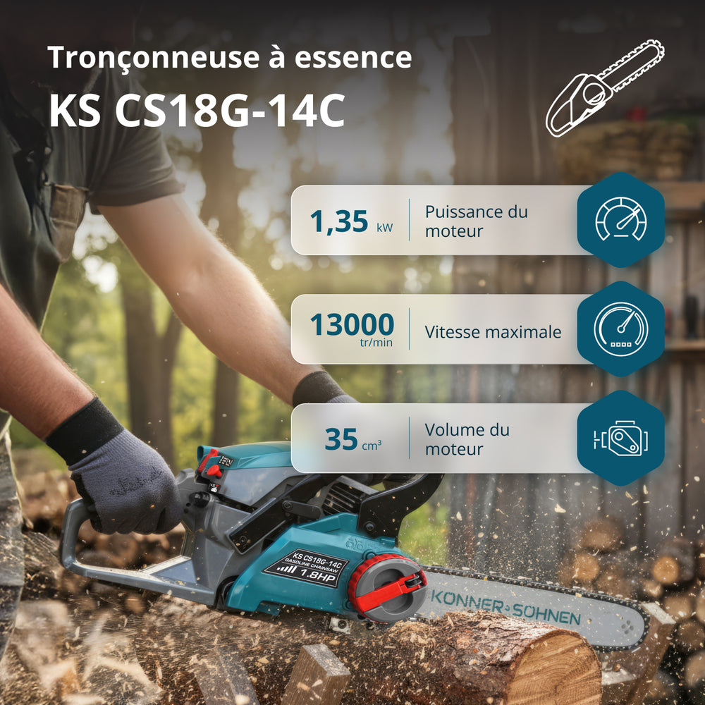 Tronçonneuse à essence KS CS18G-14C
