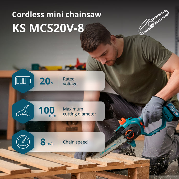 Безжичен мини верижен трион KS MCS20V-8