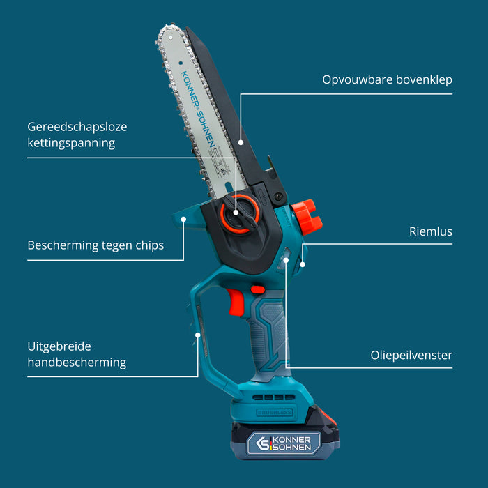 Snoerloze Mini Kettingzaag KS MCS20V-8 Koffer