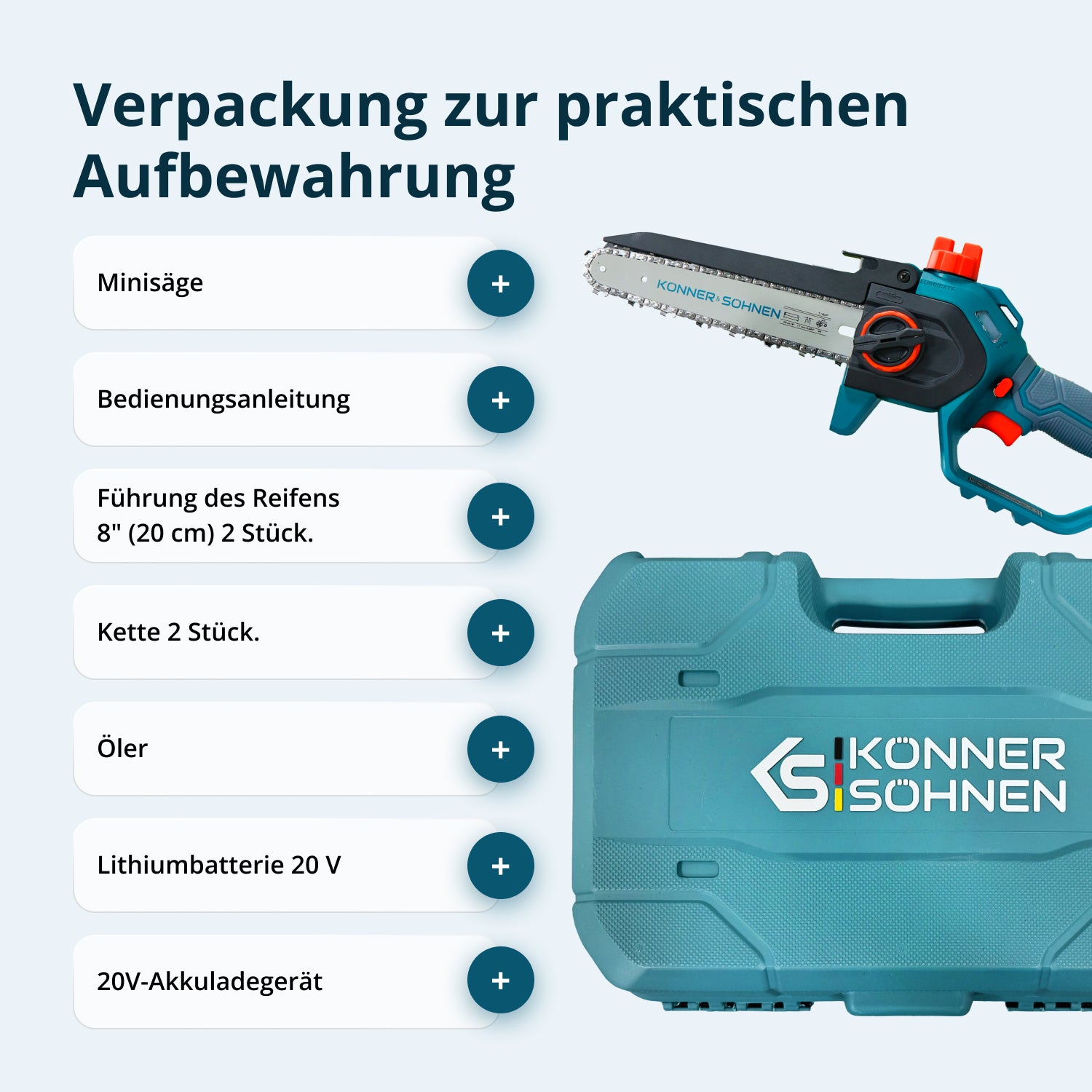 Mini Motosserra Sem Fios KS MCS20V-8 Case