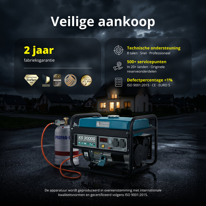 LPG/benzinegenerator "Könner & Söhnen" KS 3000G (Refurbished – Zo goed als nieuw)