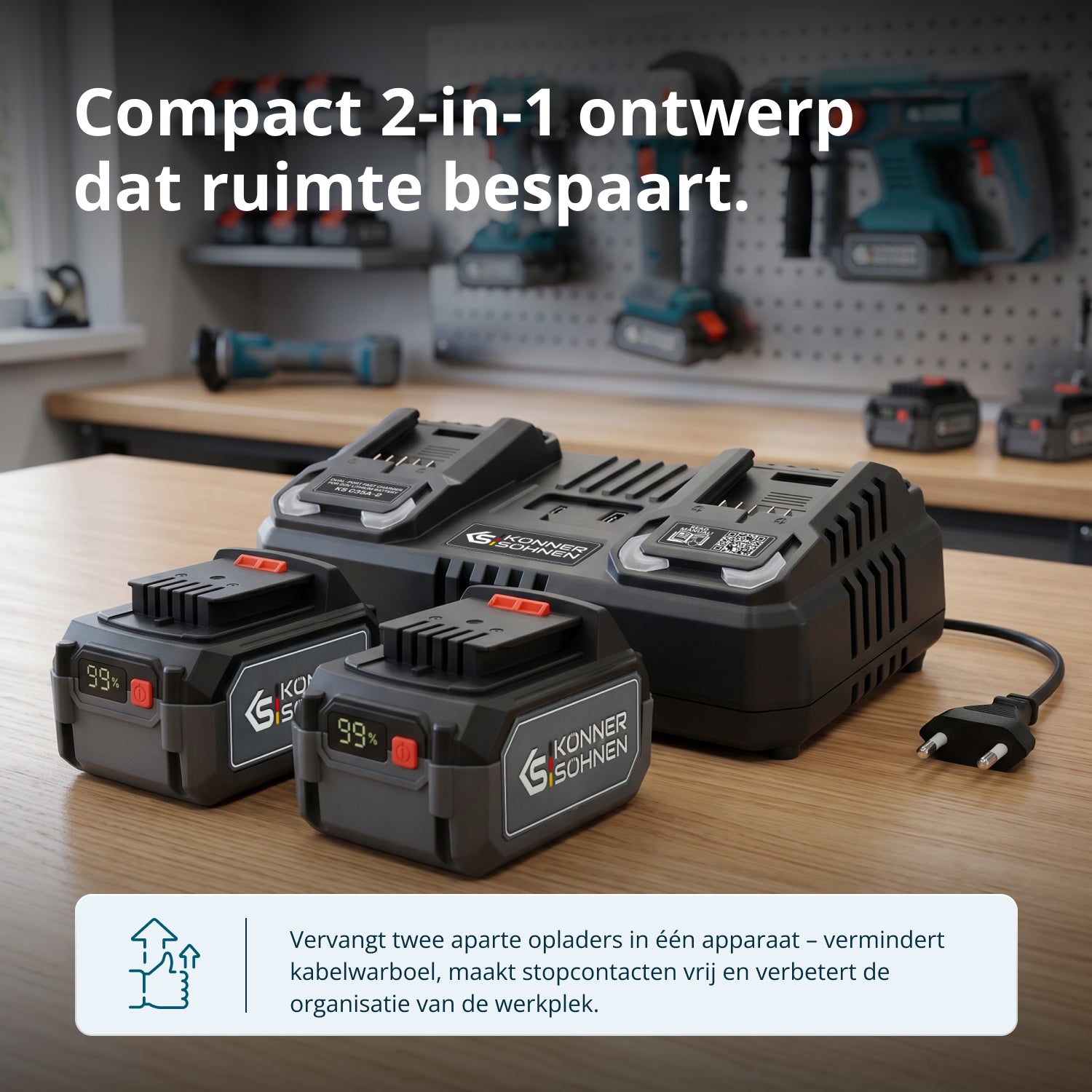 Dubbele oplader voor 20V oplaadbare batterijen KS C35A-2