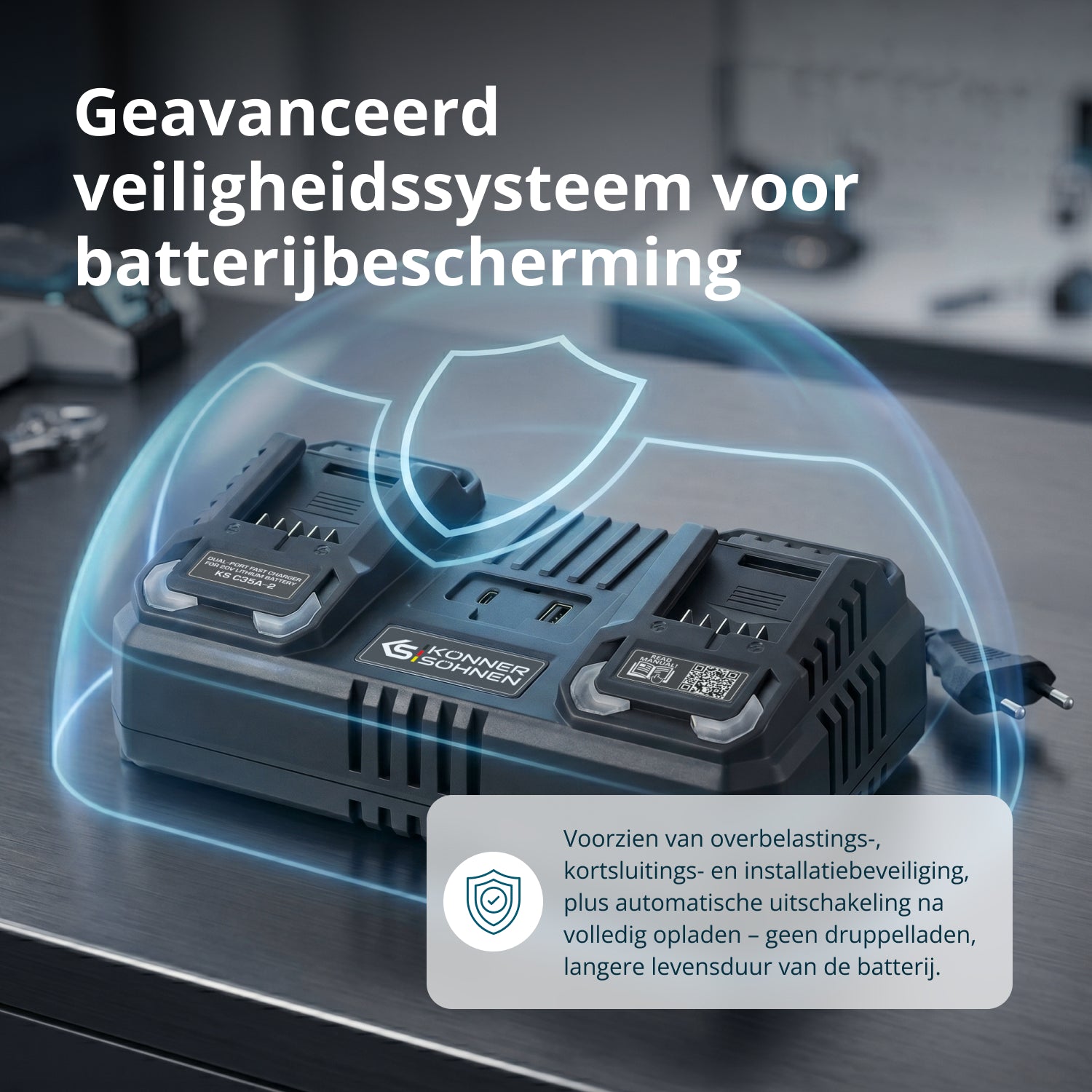 Dubbele oplader voor 20V oplaadbare batterijen KS C35A-2