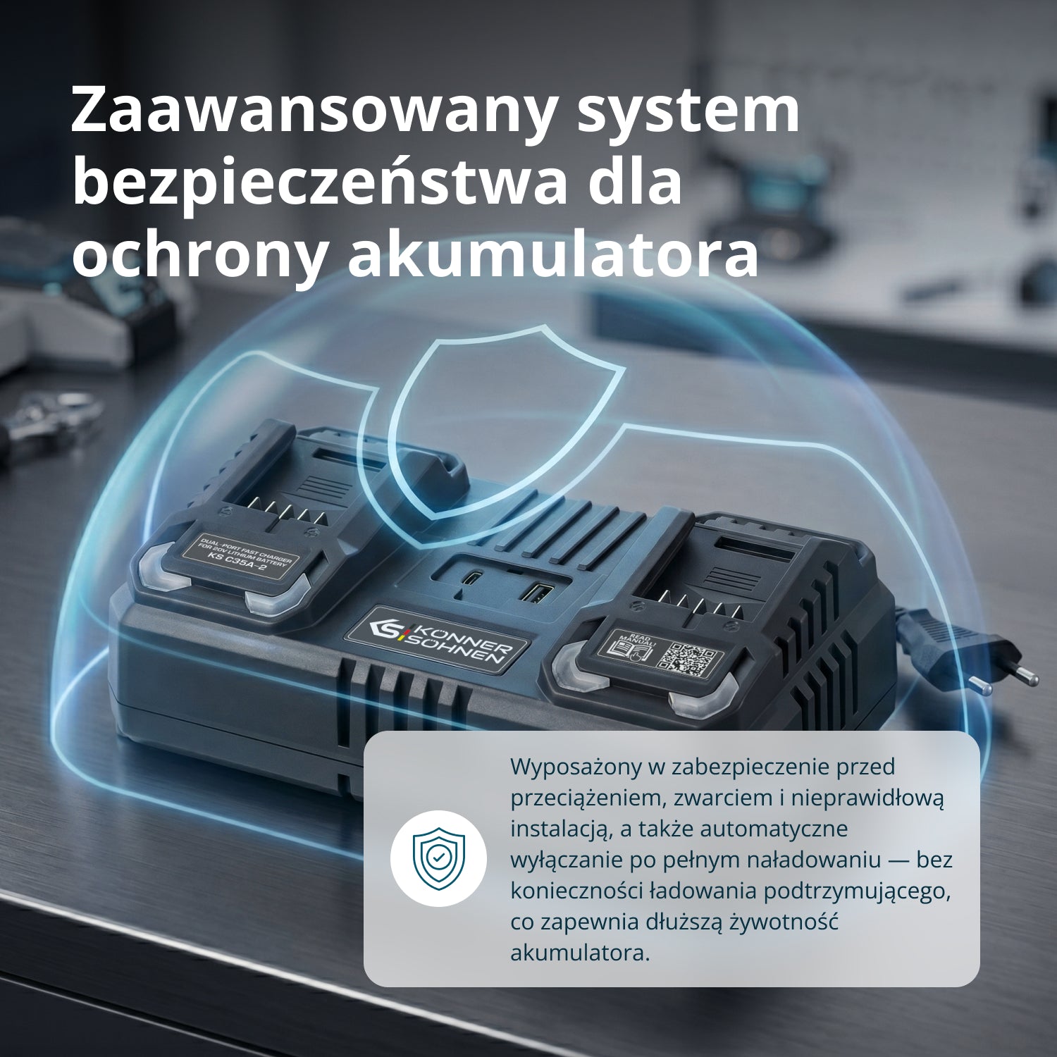Podwójna ładowarka do akumulatorów 20V KS C35A-2