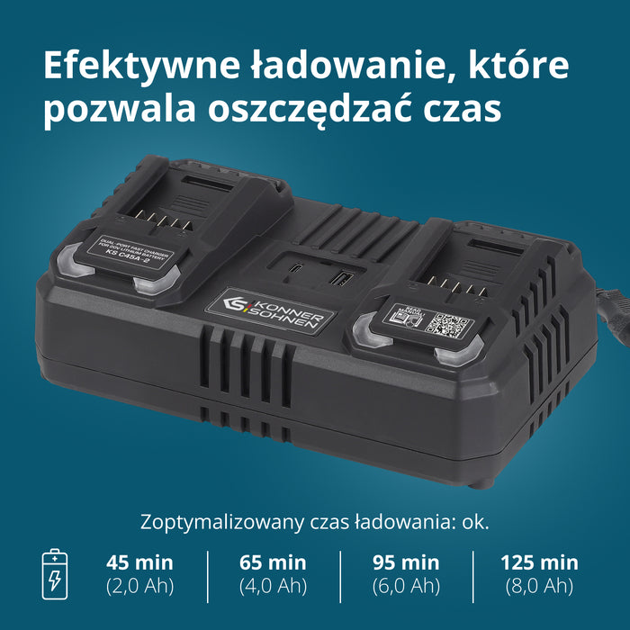 Podwójna ładowarka do akumulatorów 20V KS C45A-2