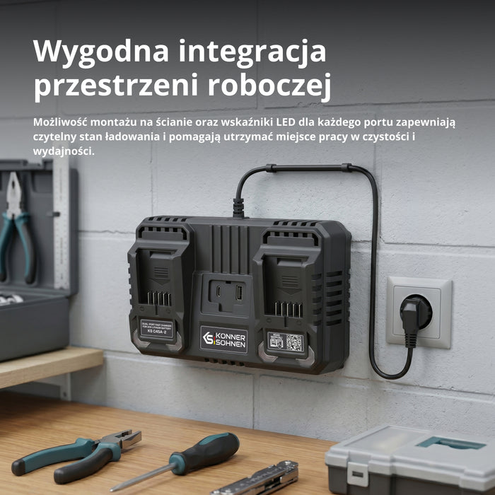 Podwójna ładowarka do akumulatorów 20V KS C45A-2