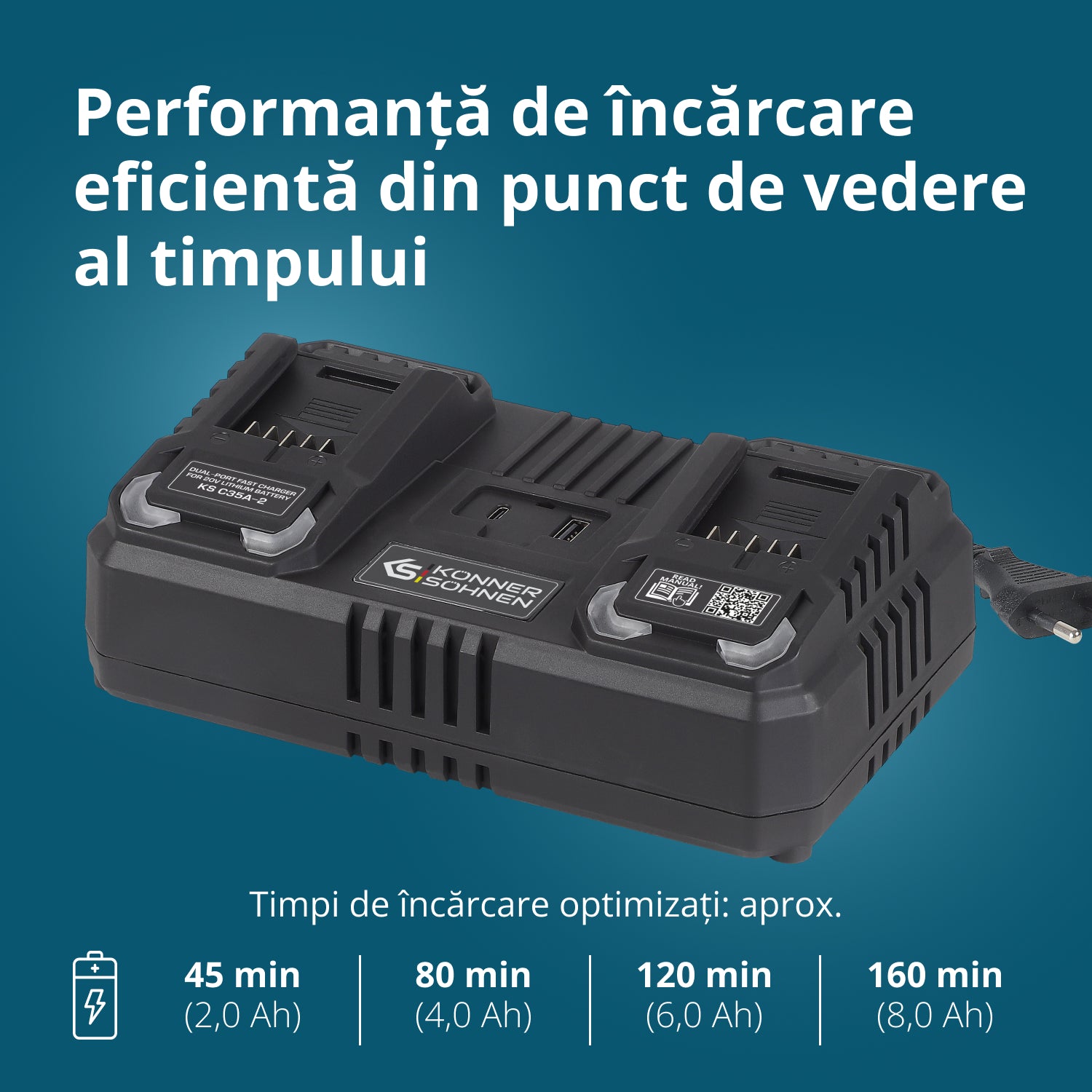 Încărcător dublu pentru baterii reîncărcabile 20V KS C35A-2