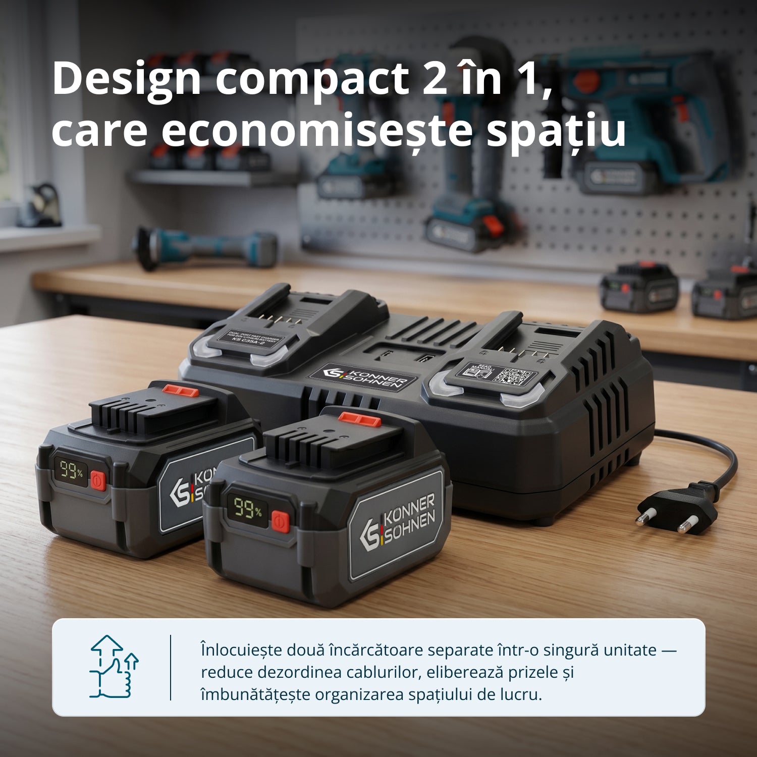 Încărcător dublu pentru baterii reîncărcabile 20V KS C35A-2