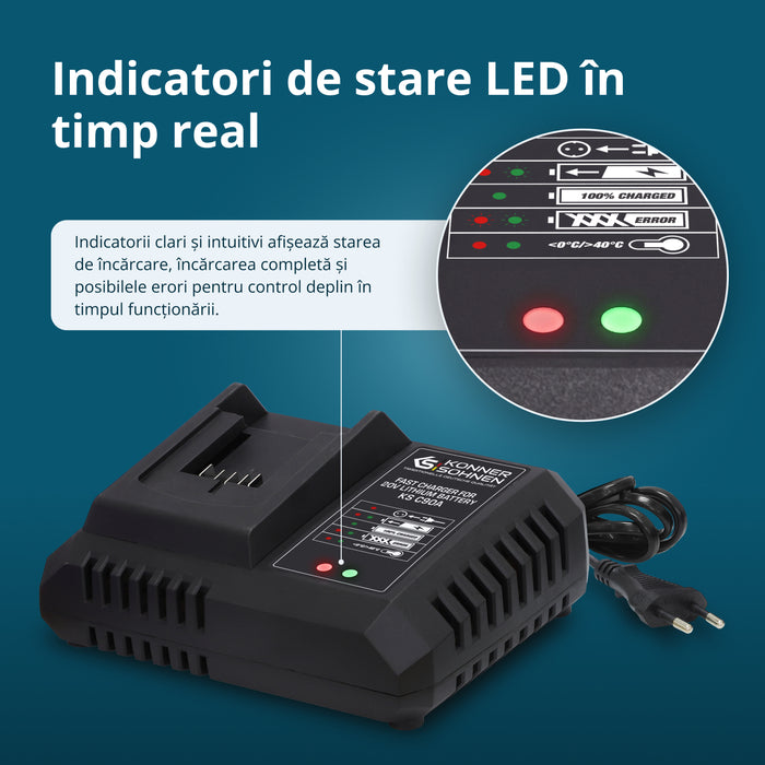 Încărcător rapid pentru baterie litiu 20 V KS C90A